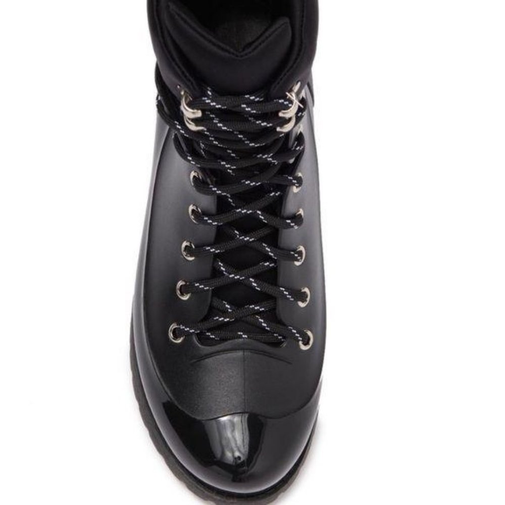 Jeffrey Campbell Foggy Lace-up  Rainboot Black 7 - Picture 5 of 11